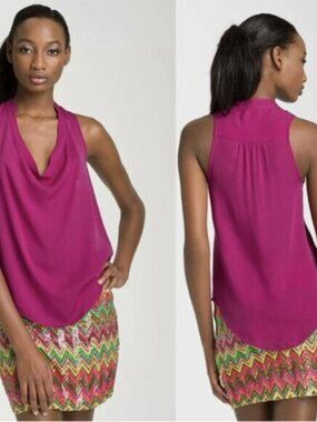 Haute Hippie Raspberry Draped Blouse